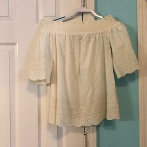 Cream off the shoulder paper bag like top